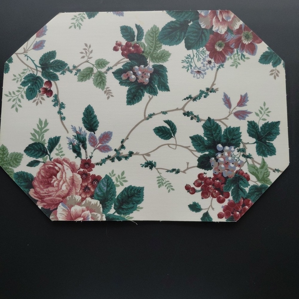6 VTG Placemats Vinyl Cabbage Rose Grapevine Teatime Cottagecore Girly Homestead - Picture 10 of 16